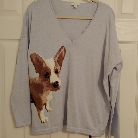 J Jill Corgi Dog Sweater 